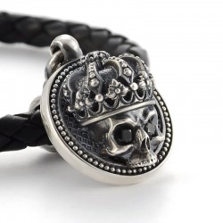 Шкіряний браслет «Gothic skull&leather cord»