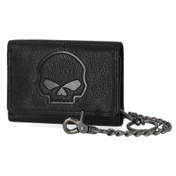 Кошелек Harley-Davidson Willie G Skull Medium Tri-Fold Chain Wallet