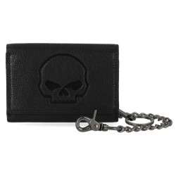 Кошелек Harley-Davidson Willie G Skull Medium Tri-Fold Chain Wallet
