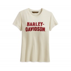 Женская футболка Harley-Davidson  CHAIN STITCHED молочная 