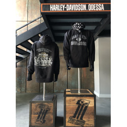 Мужское худи Harley-Davidson Mask Name на флисе черный