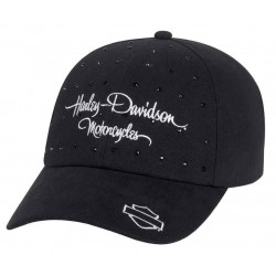 Женская кепка Harley-Davidson Logo черная со стразами 