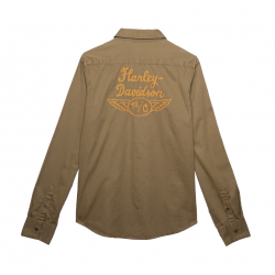 Жіноча сорочка Harley-Davidson Classic Chainstitch хакі Жіноча сорочка Harley-Davidson Classic Chainstitch хакі
